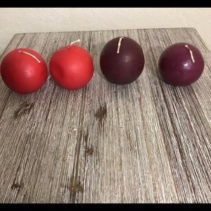 Vintage Ball Sphere Candles Maroon Cherry Red from Finland
